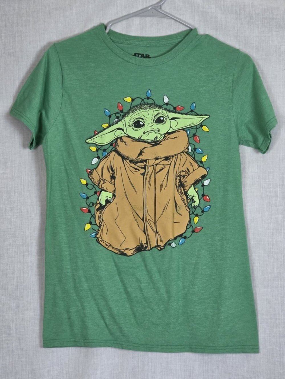 Star Wars Christmas Yoda Grogu T-Shirt Sz S Unisex Holiday lights Empire